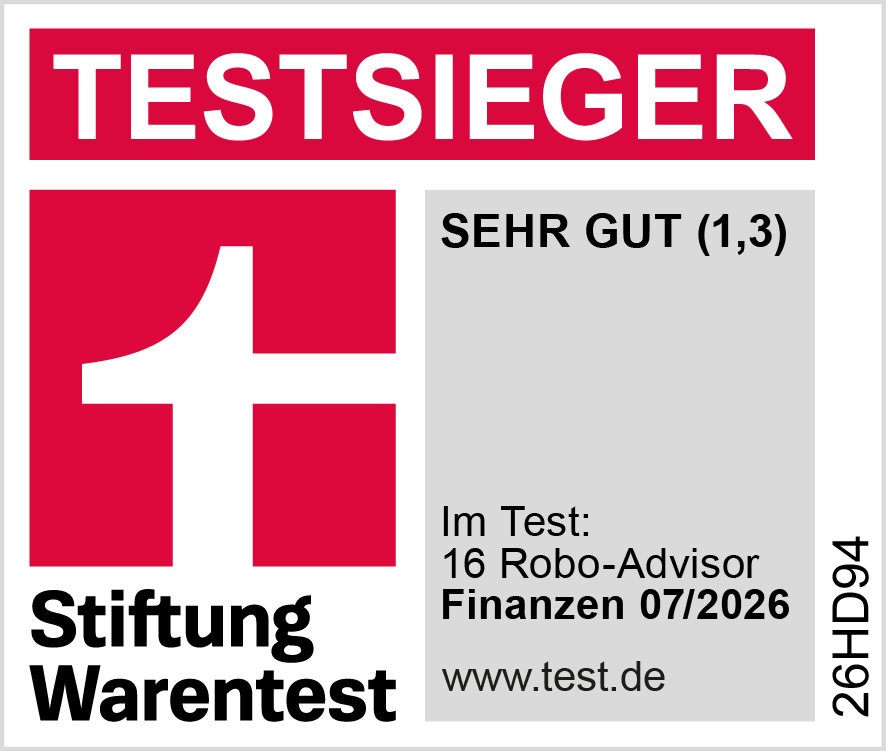Stiftung Warentest: Testsieger, sehr gut (1,3), Robo-Advisor, Finanzen 07/2026